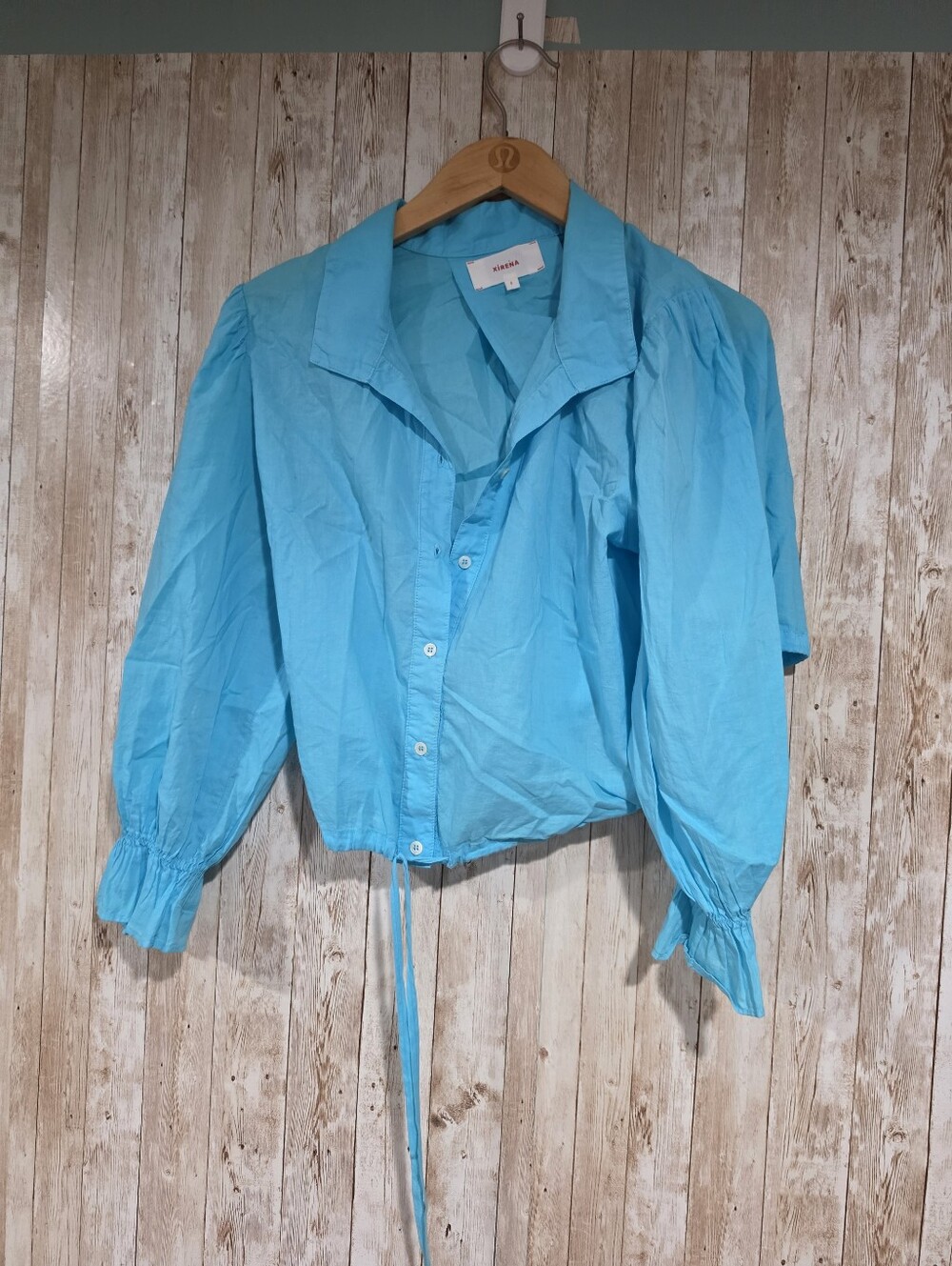 Xirena Blue Collared Button-Up Long Sleeve 100% Cotton Women's Top Size S gauze